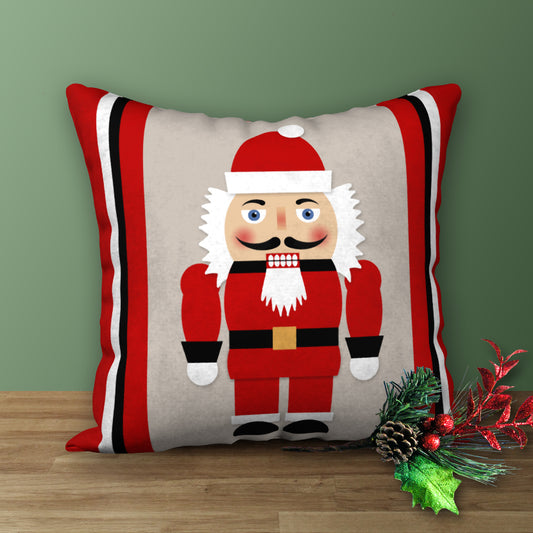 Nutcracker Santa Designer Holiday Pillow, 18"x18"