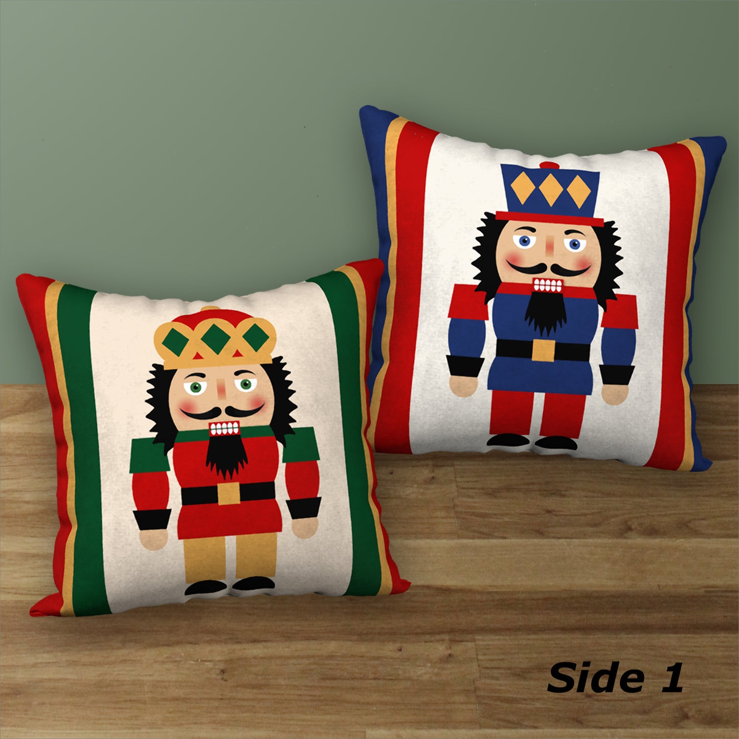 Set of 2 Christmas Nutcracker Designer Pillows,18"x18"