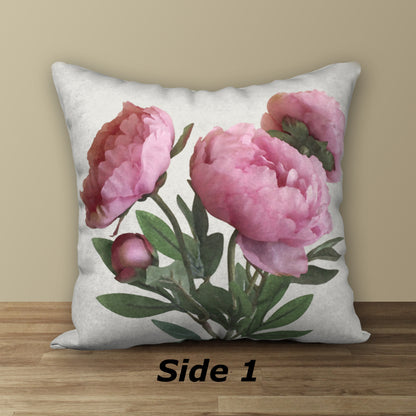 Pink Peonies Designer Pillow, 18"x18"