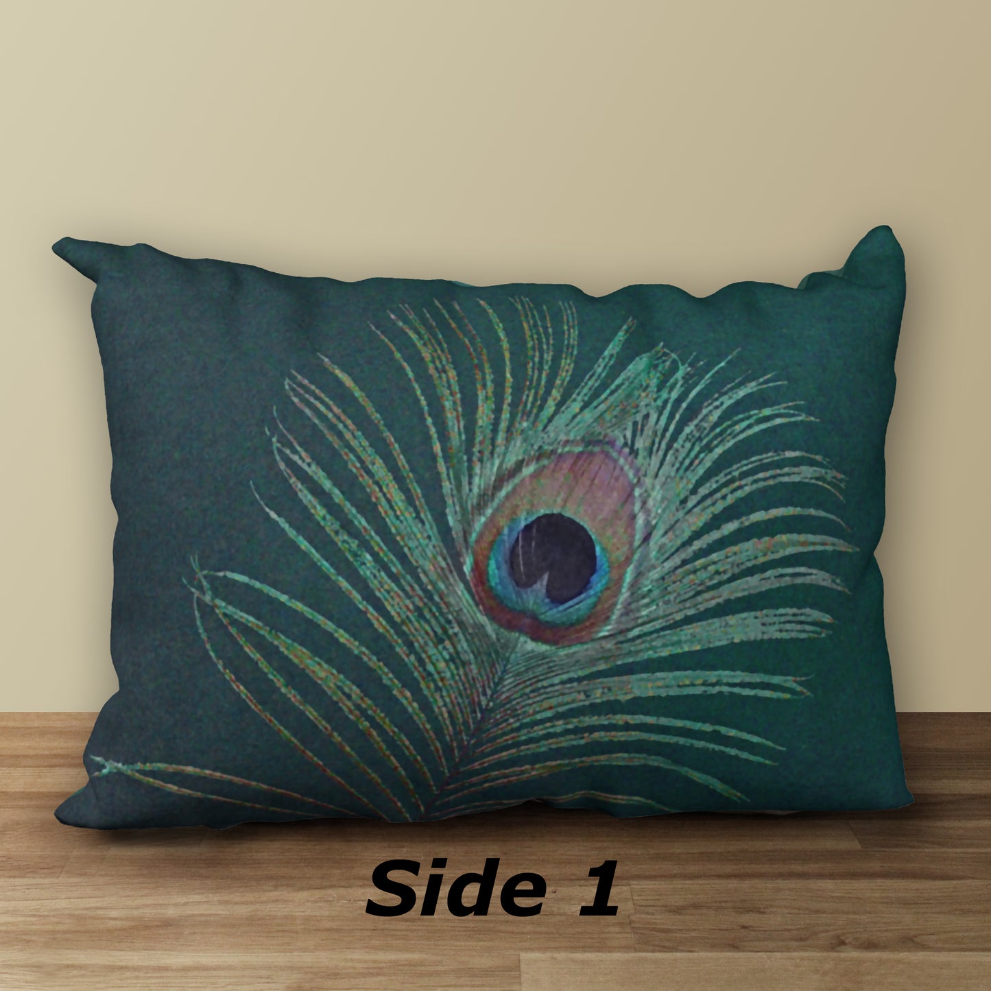 Peacock Feather Designer Pillow, 20"x14"