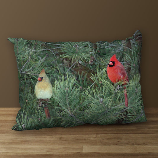 Cardinal Couple Designer Pillow, 20"x14"