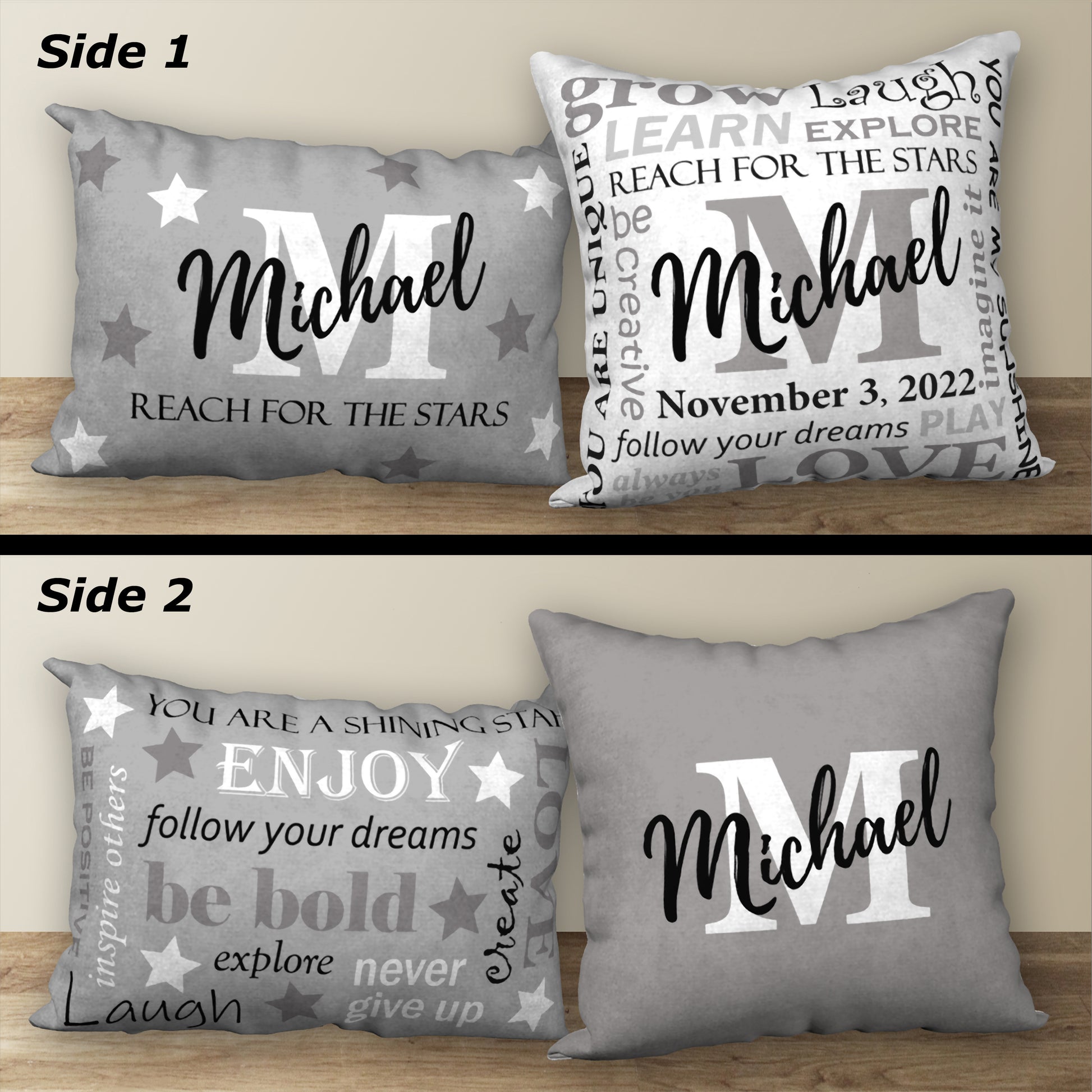 Set of 2 Personalized BIRTHDAY Pillows, 18x18 and 20x14