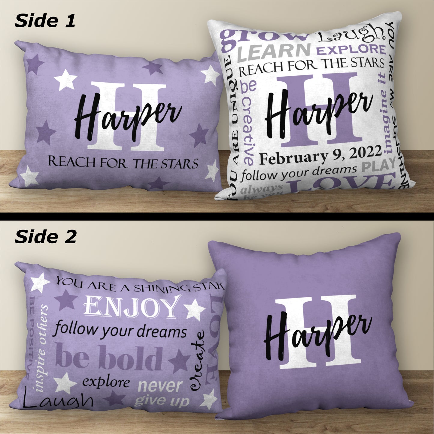 Set of 2 Personalized BIRTHDAY Pillows, 18"x18" and 20"x14"