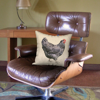 Barred Plymouth Rock Hen Designer Pillow, 18"x18"