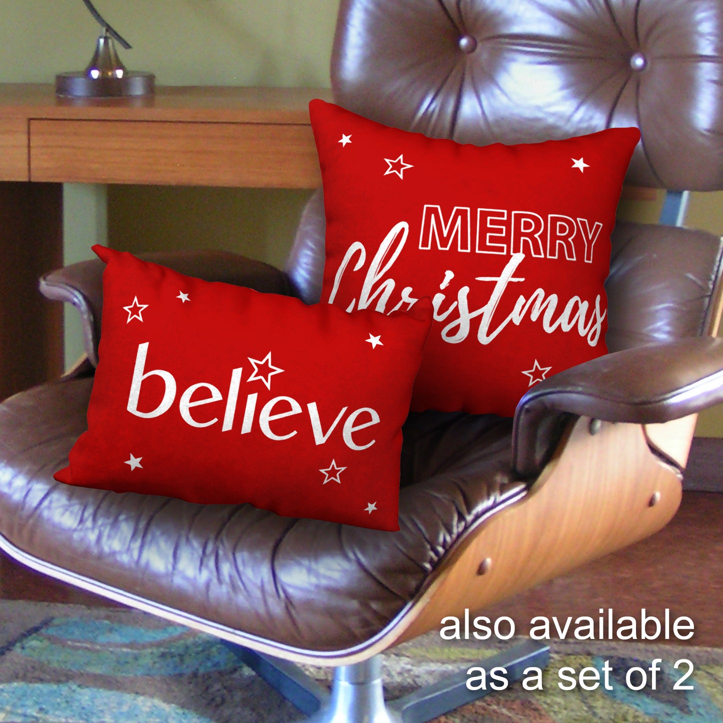 BELIEVE Designer Holiday Pillow, 20"x14"