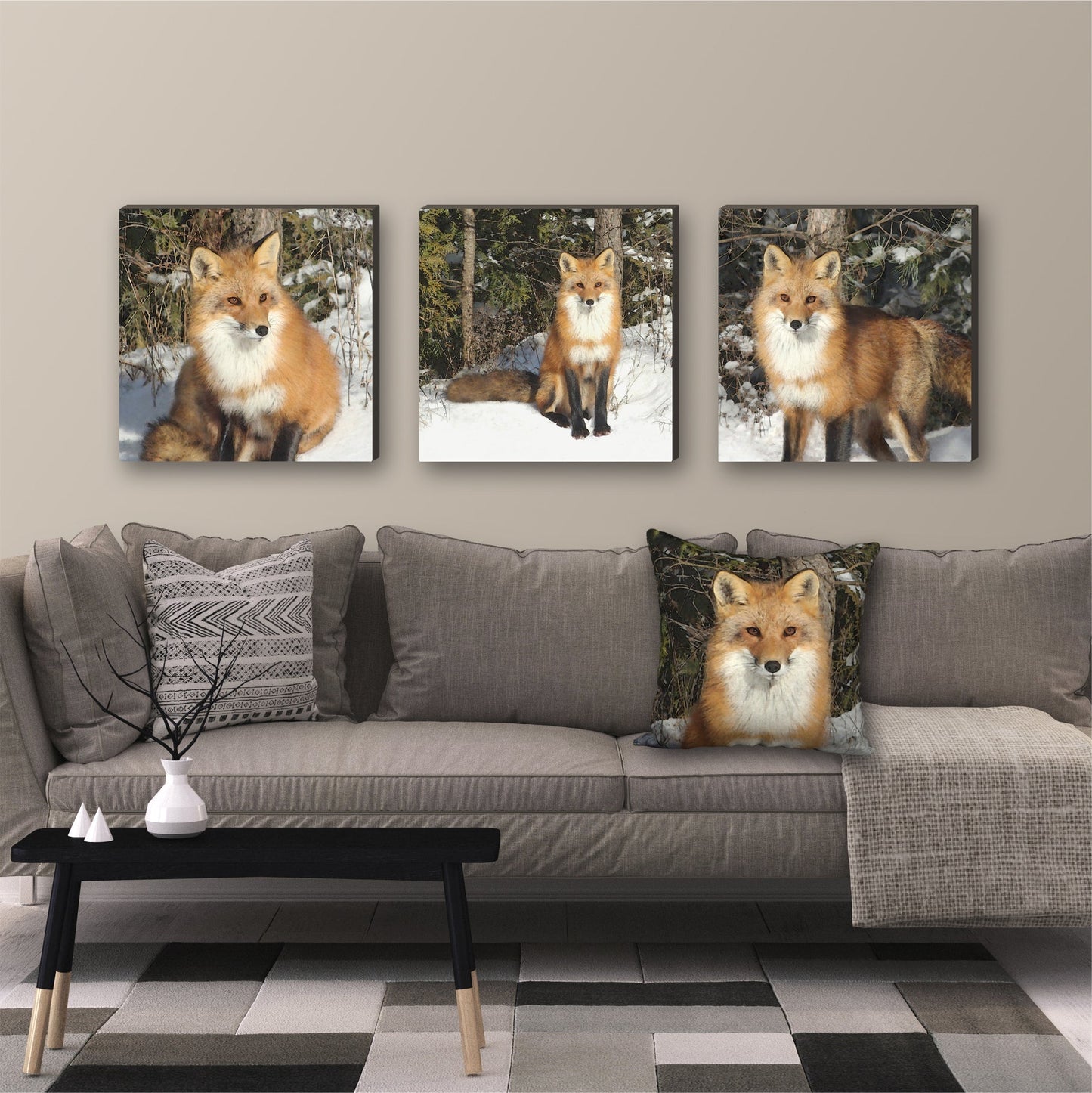 Watchful Fox Wrapped Canvas Print