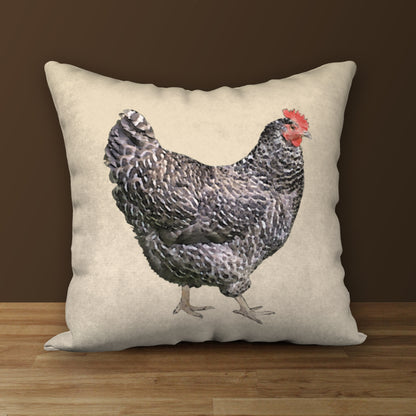 Barred Plymouth Rock Hen Designer Pillow, 18"x18"