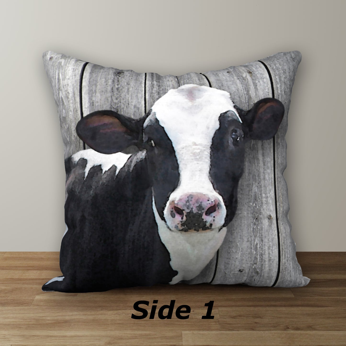 Black & White Cow Designer Pillow, 18"x18"