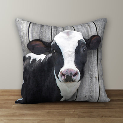 Black & White Cow Designer Pillow, 18"x18"