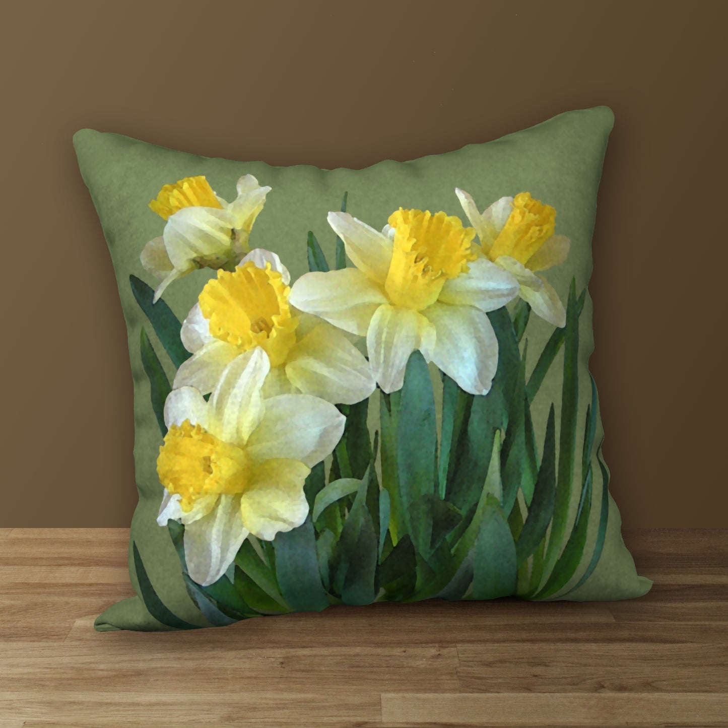 Sunny Daffodils Designer Pillow, 18"x18"
