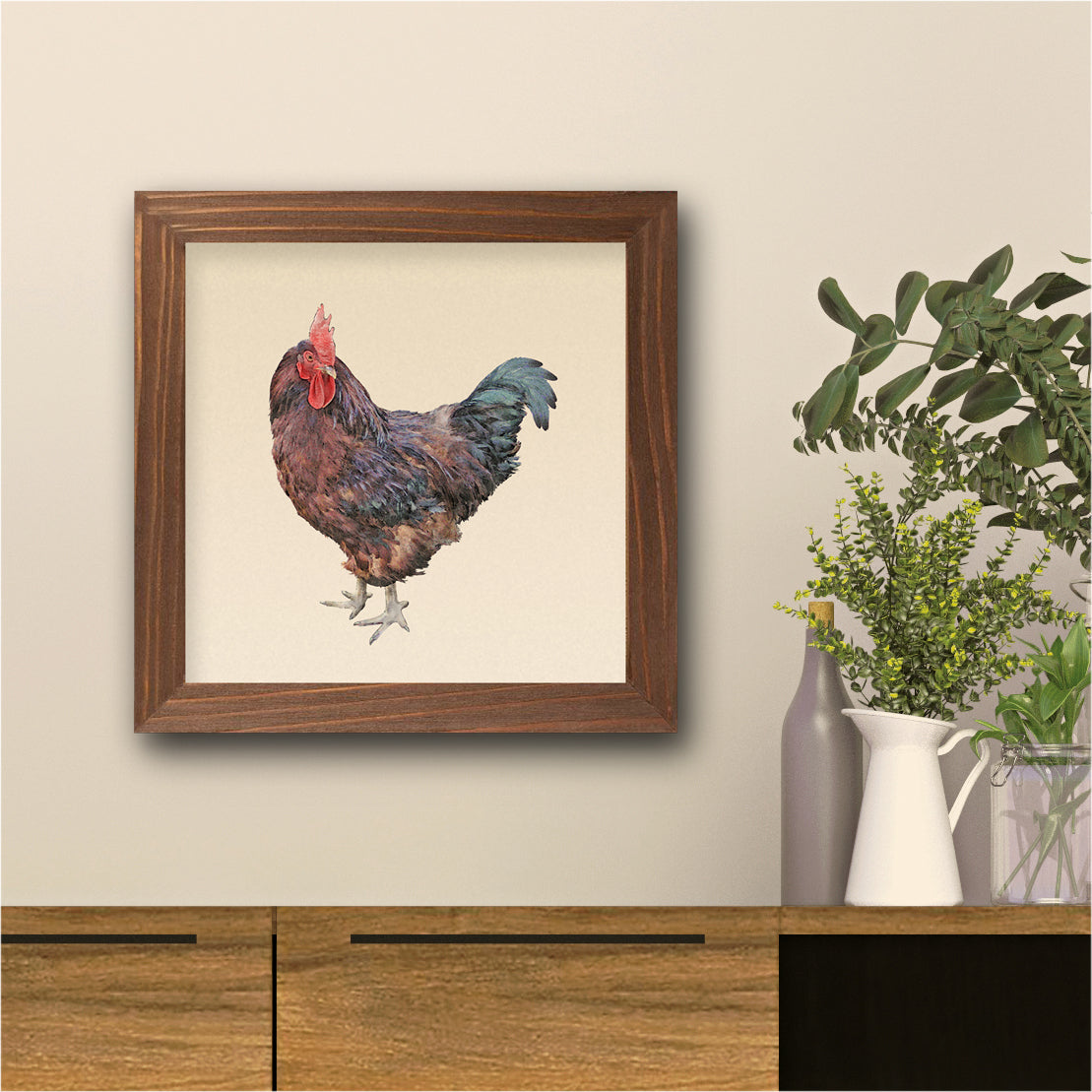 Rhode Island Red Rooster Fine Art Print, Unframed