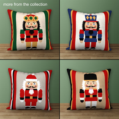 Nutcracker Soldier Designer Holiday Pillow, 18"x18"