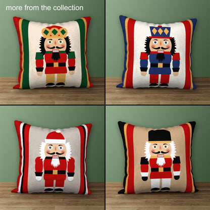 Nutcracker Royal Guard Designer Holiday Pillow, 18"x18"