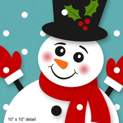 Top Hat Snowman Designer Holiday Pillow, 18"x18"